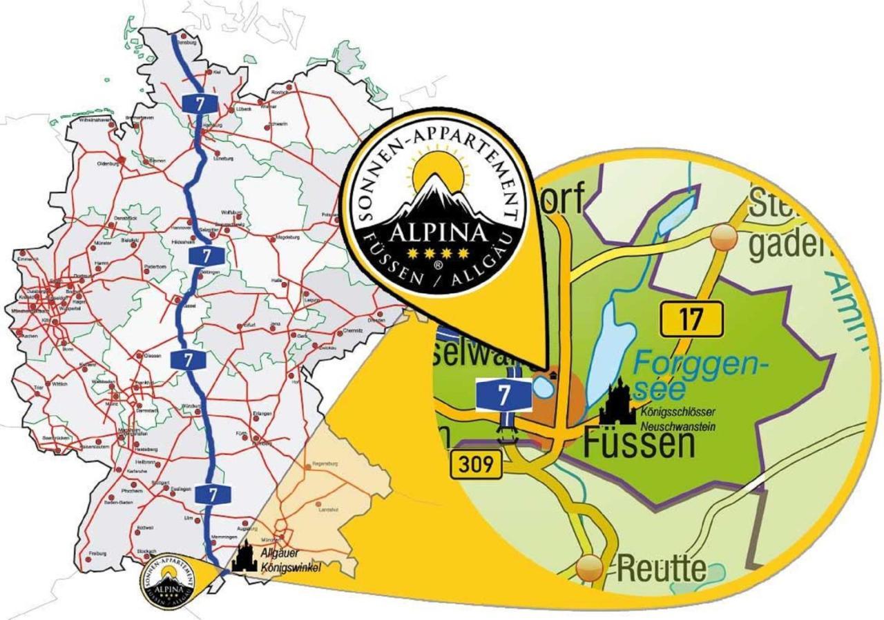 Alpina Sonnen-Appartements Fuessen Incl Xl-Sonnen-Terrasse & Koenigscard Kültér fotó